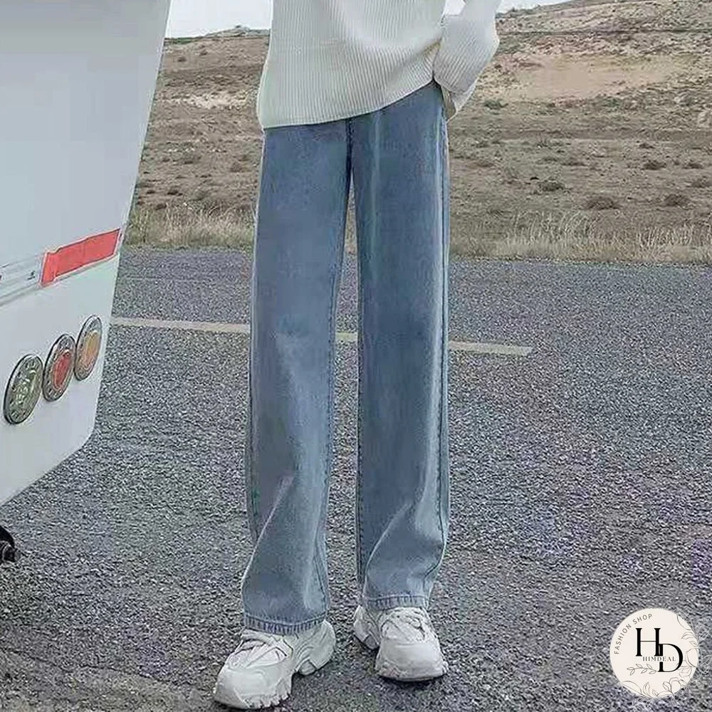 Autumn All Match Blue Denim Jeans Women High Waist Straight Casual Pants Korean Loose Fashion Black Female Baggy Jeans New