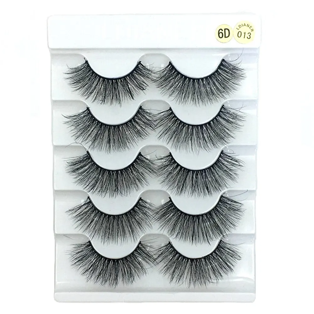 5Pairs 6D Mink Lashes False Eyelashes Natural Long Eyelash Extension Cross Volume Soft Fake Eye Lashes Winged Faux Cils Dropship