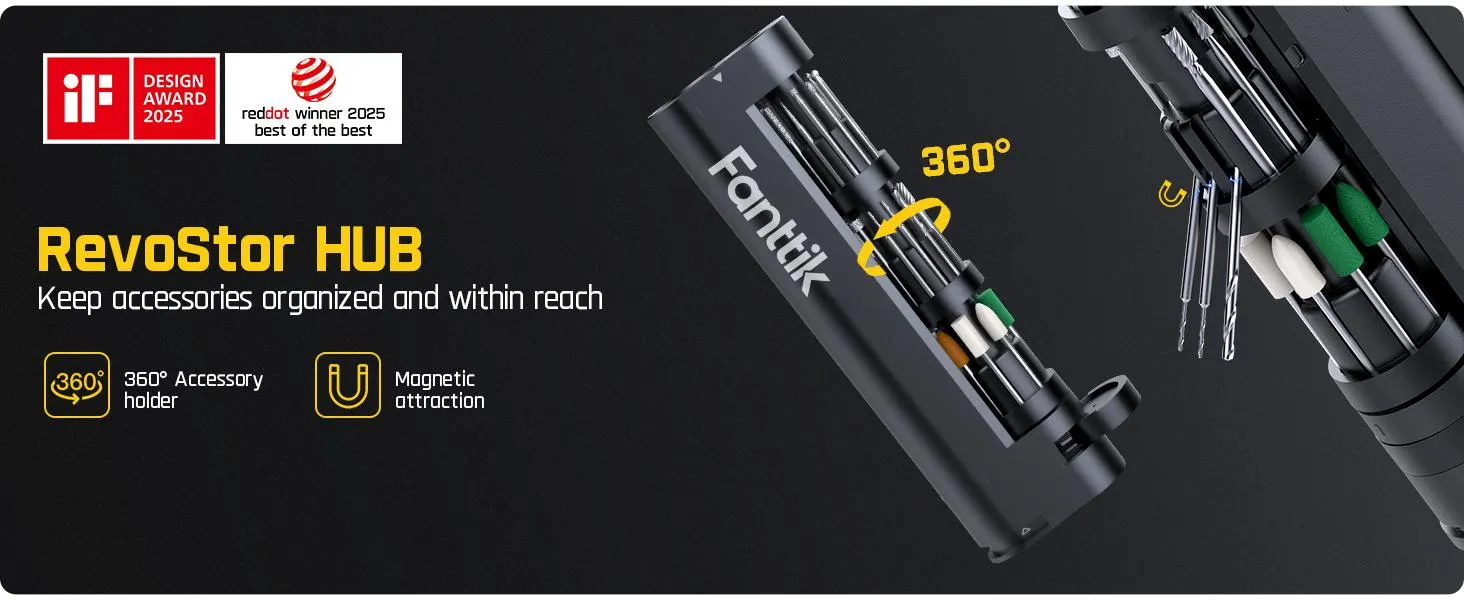 Fanttik F2 Master Mini Cordless Rotary Tool Kit - Revostor Hub, 35 Accessories, Aluminum Rechargeable Drill Set, Quiet Power, Portable Lightweight Tool for 3D Printer Precision Work, Tools, SummerWins