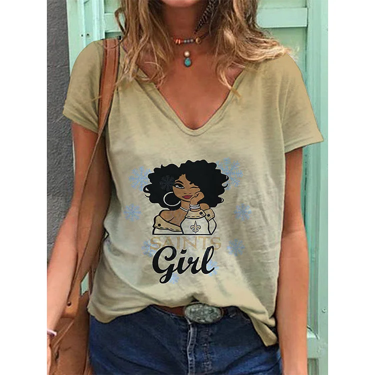 New Orleans Saints Lightweight Short Sleeve V-Neck T-Shirt