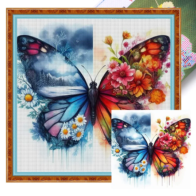 Butterfly - Printed Cross Stitch 18CT 35*35CM