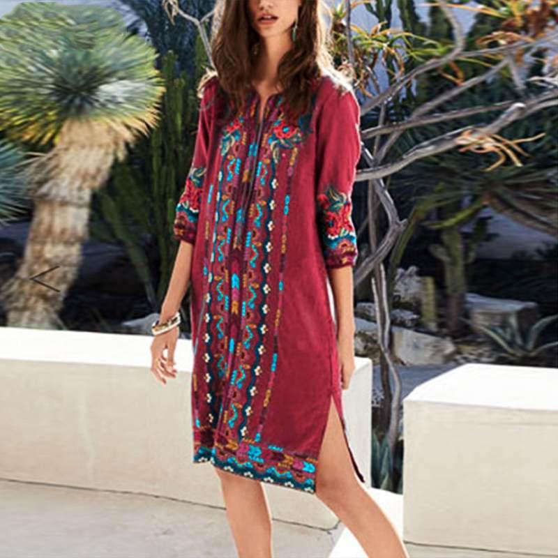 Printed casual tunic dress bohemian