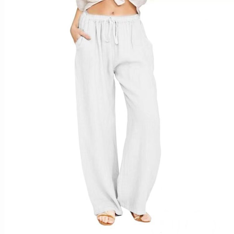 Casual loose-fitting lace-up long pants