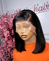 Bob Wigs 100% Human Hair Straight Wig 13x4 Full Lace Frontal Wig 12inches black Hair Pre Plucked 