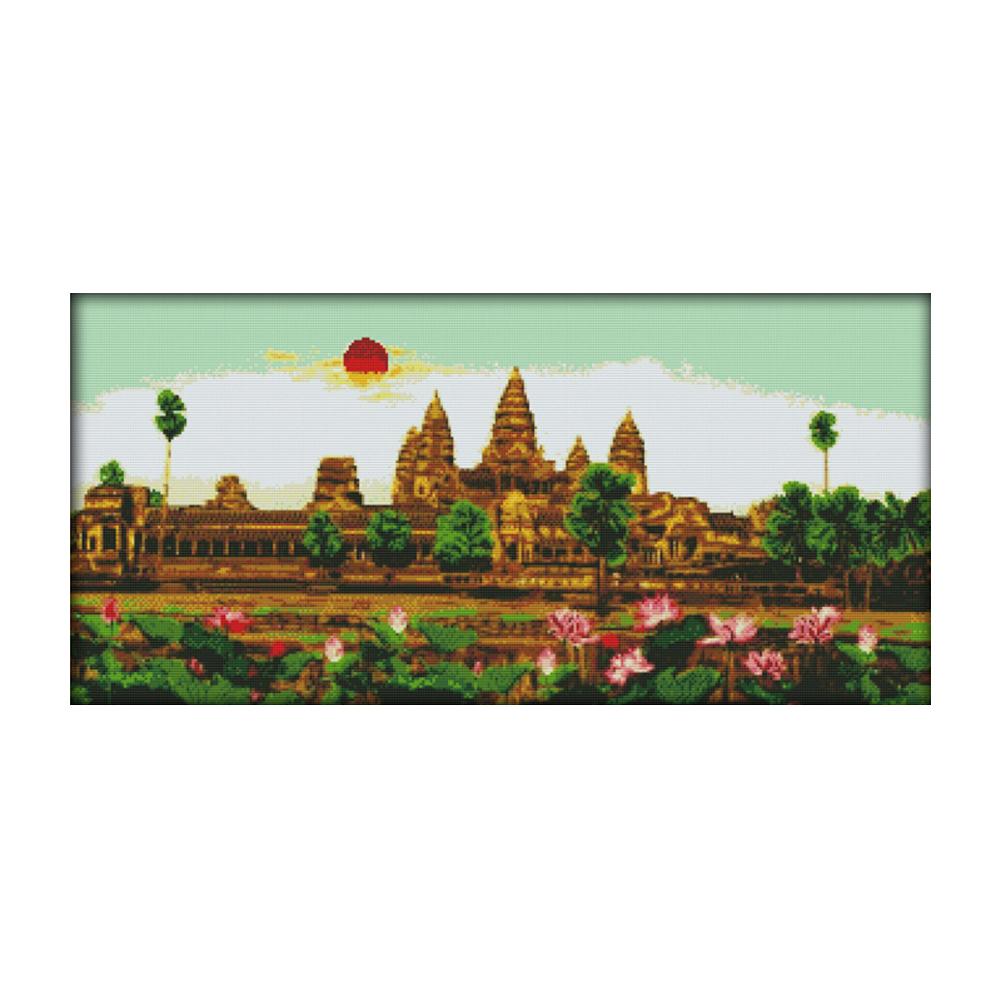 

Angkor Holy Land - 14CT Stamped Cross Stitch - 68*36cm, 501 Original