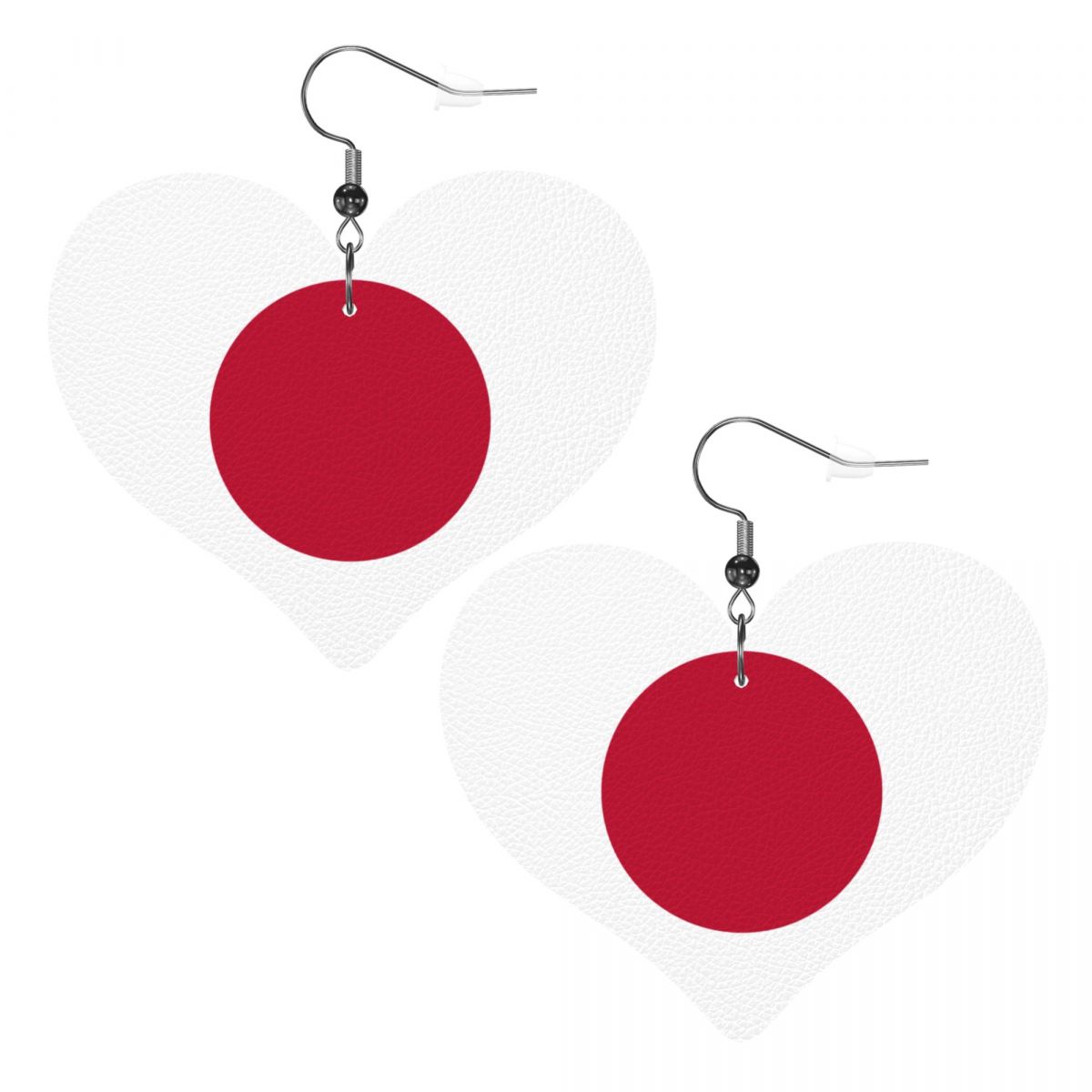 Japan Flag Heart Leather Earrings