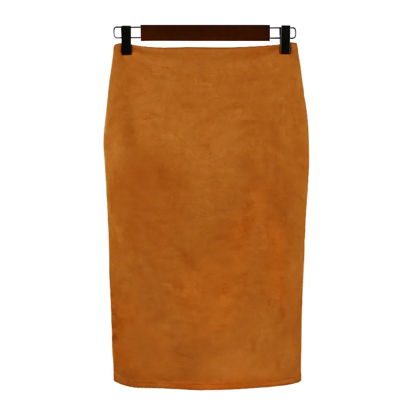 Churchf Churchf Skirt Solid Color Split Deer Skin Velvet Skirt High Purse Hip Thin Versatile Skirt