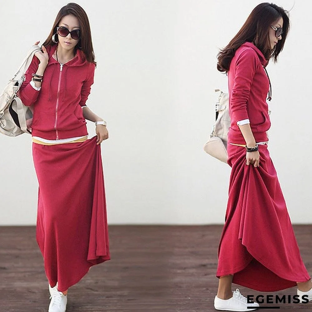 New Style Casual Slim Dress Hooded Large Sweater Two-piece Dress Suit | EGEMISS