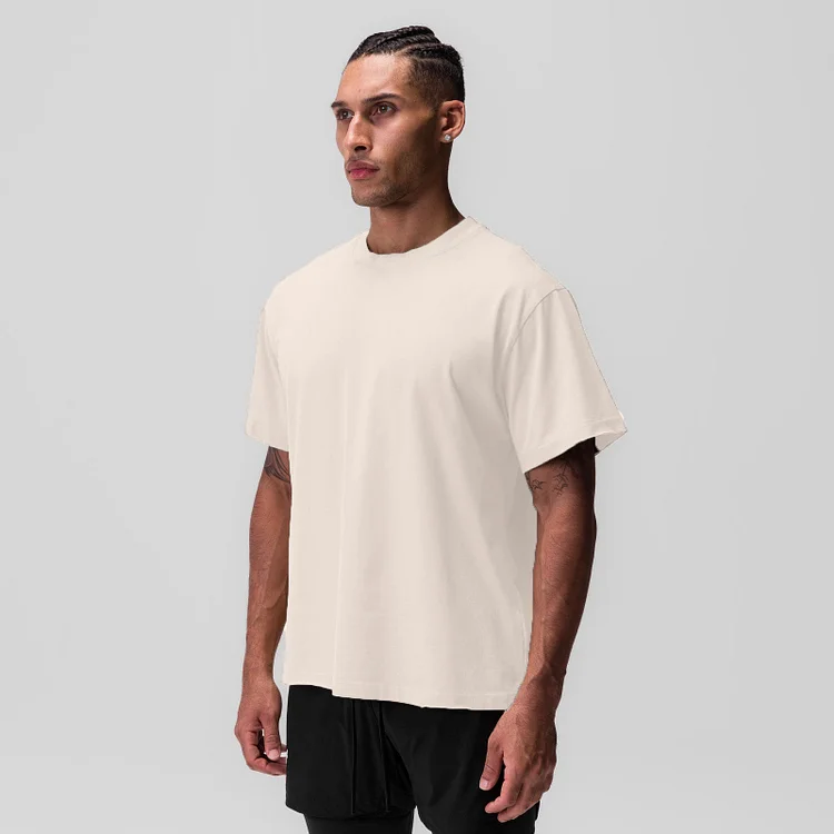 PASUXI Wholesale High Quality Cool Youth 240 Grams Solid Color Custom Logo Loose Short Sleeve Blank Plain Men's T-shirts huanwei