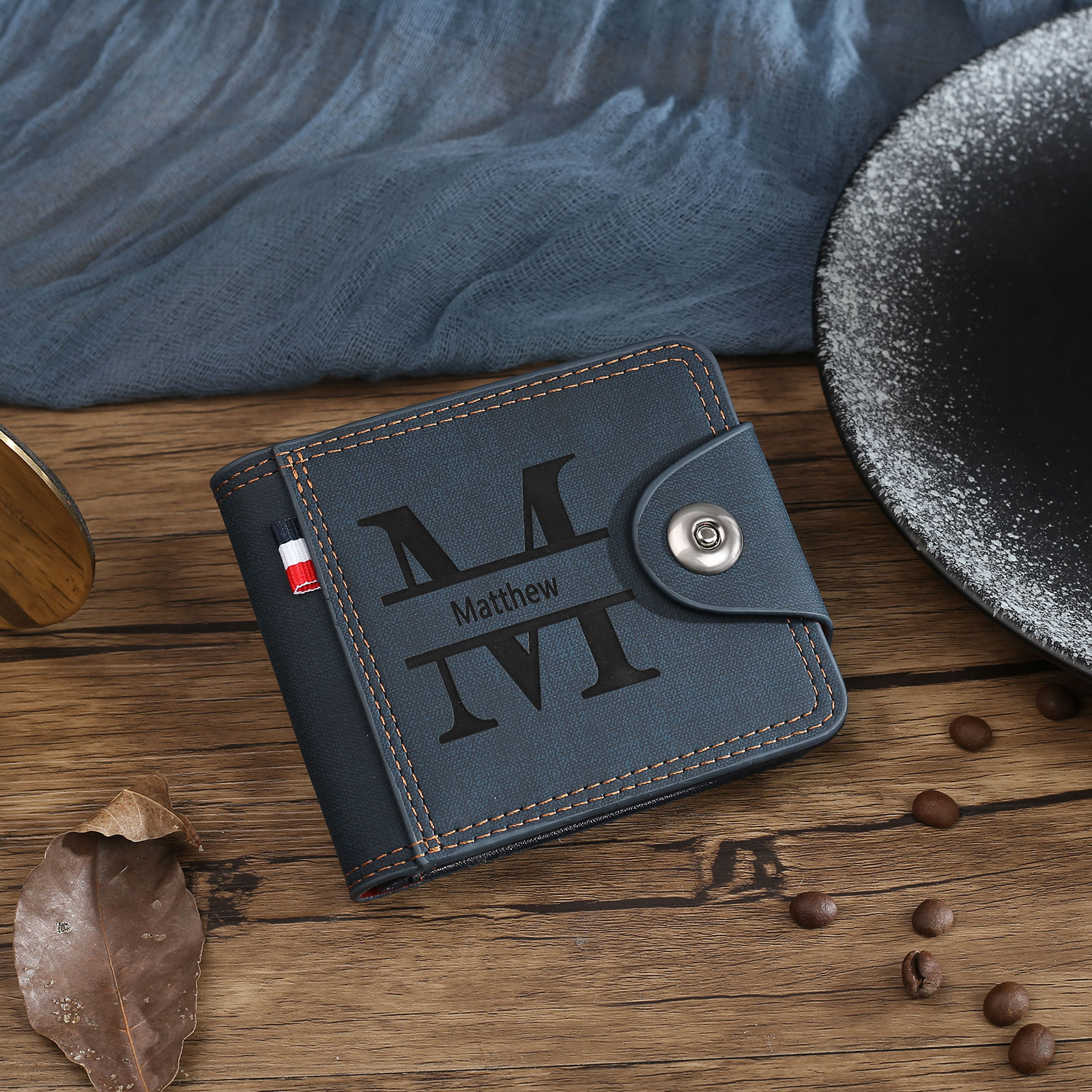 Portefeuille Classique 1 Prénom et Lettre Personnalisés avec Photo Porte-Monnaie Carte