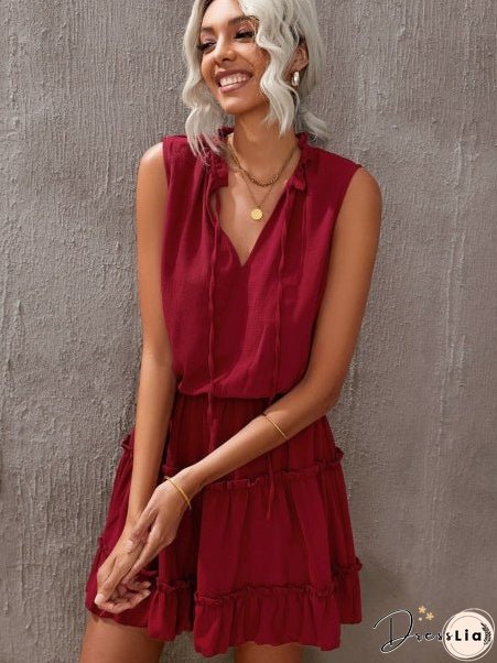 Sleeveless Ruffled High Waist Skirt