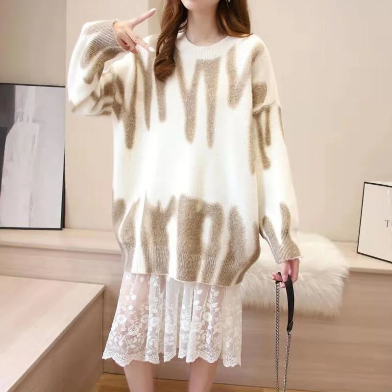 Knitted Sweaters Women Oversize Pullovers Winter Tops Female Casual Long Jumpers Ladies Pull Femme Y2K Strpied Sweaters