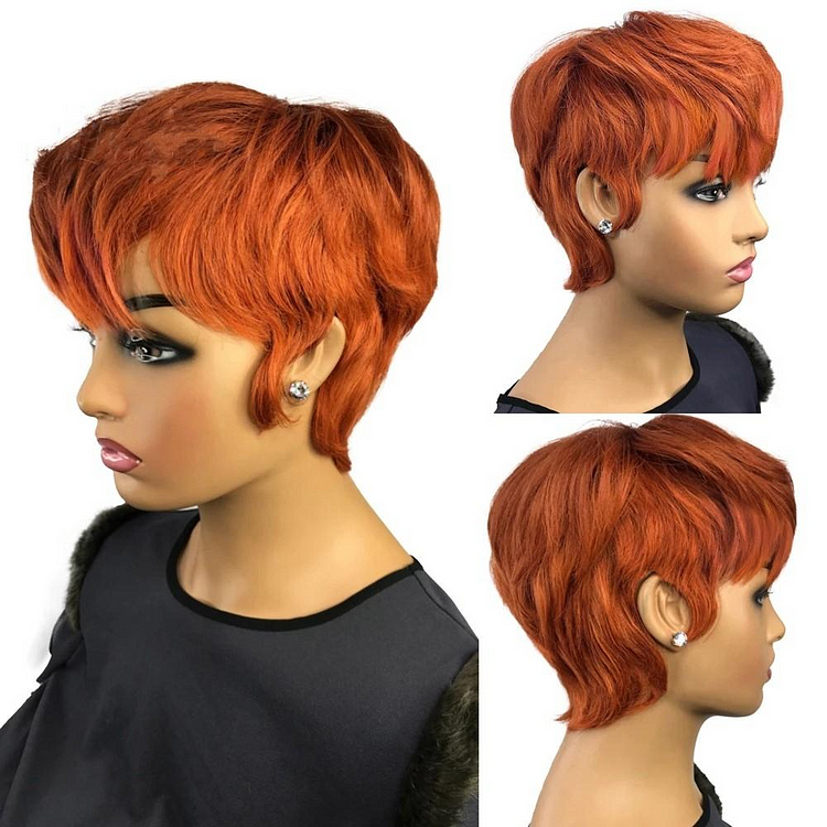 Short Pixie Cut Full Machine Made Wig Virgin Human Hair Wig