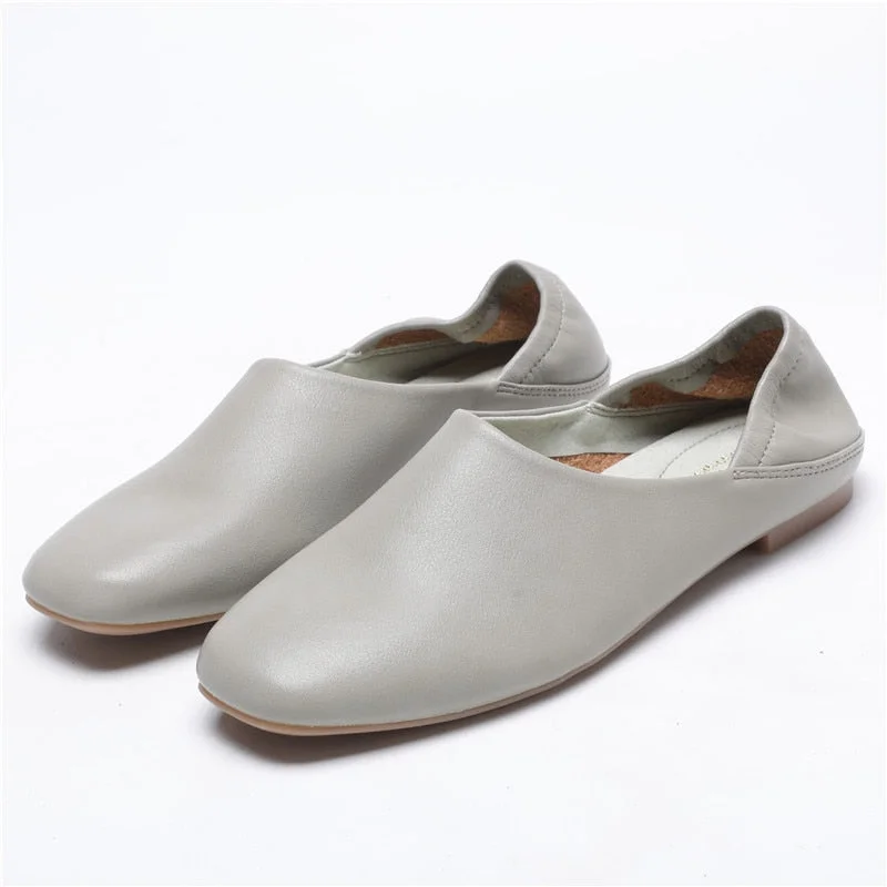 Ladies Flats new ballerinas soft leather moccasins slip on retro grandma shoes spring summer driving shoes woman mules slippers