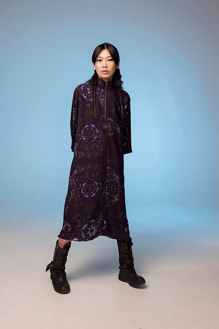 *LLND Zip Up Tunic  - 15 Recycled Water Bottles - Black