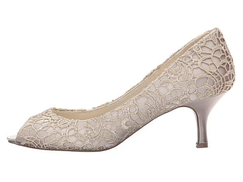 Nude Bridal Shoes Lace Heels Peep Toe Kitten Heel Pumps for Wedding |FSJ Shoes