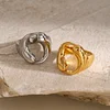 Stylish Waterdrop Surround 18K Golden Silver Ring
