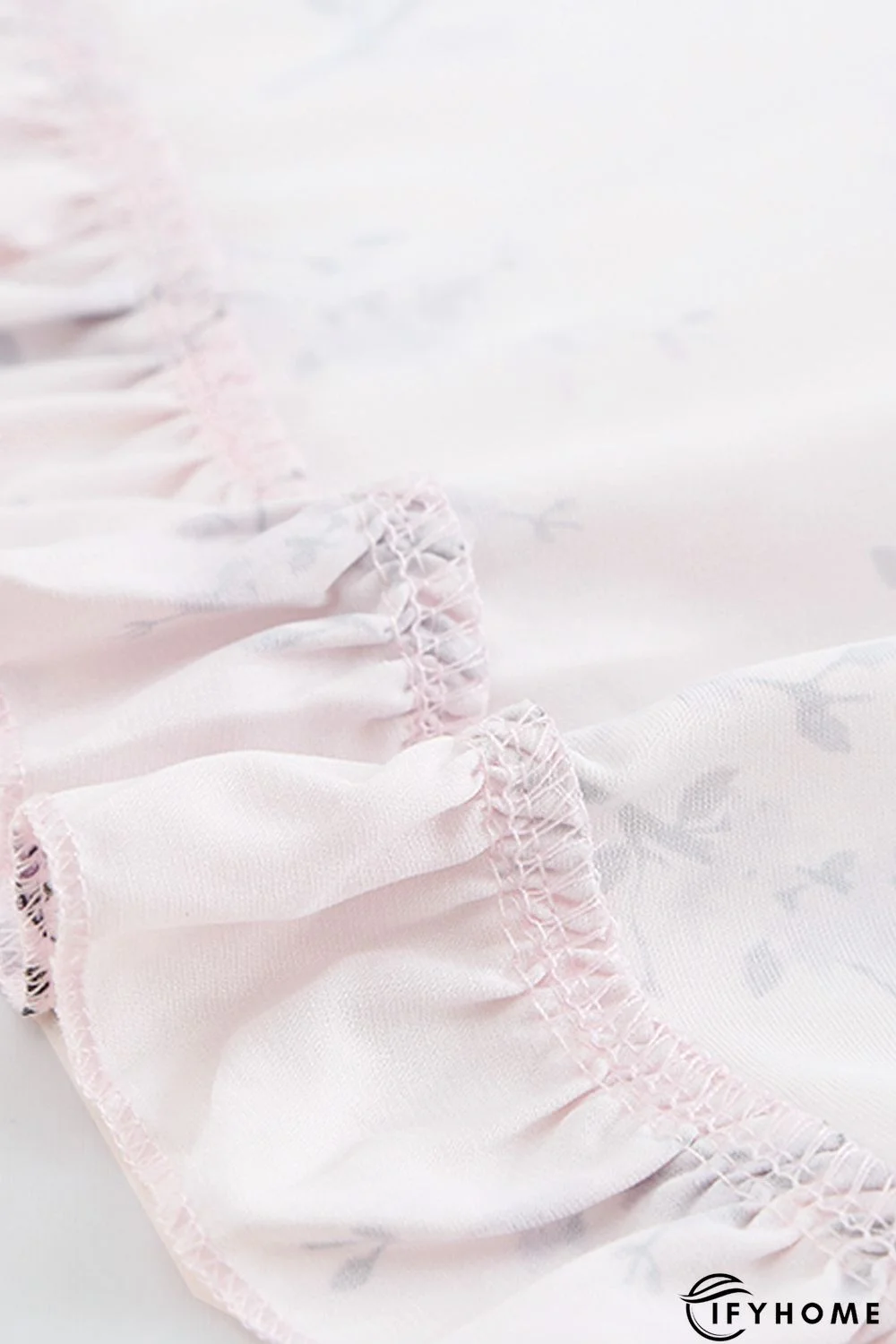 Pink Floral Print Ruffle Hemline Wrap Mini Dress | IFYHOME