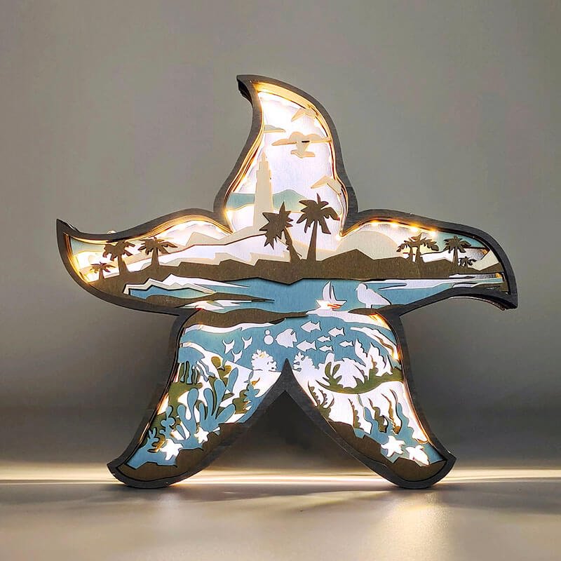 WoodyOrnament Starfish Carving Handcraft Gift