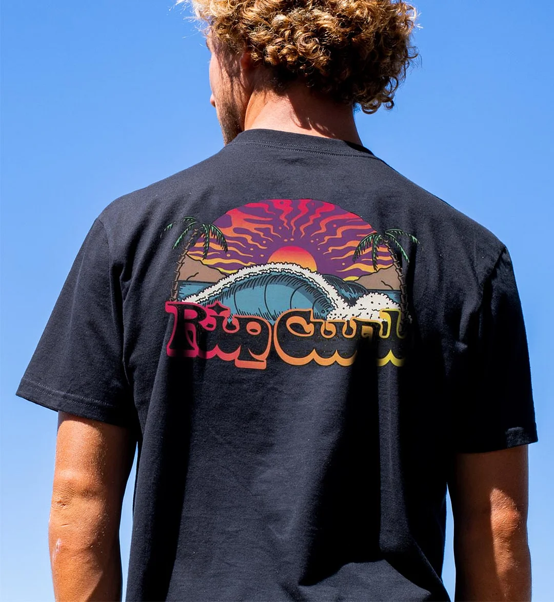 Men Rip Curl Beach Scenery Print T-Shirt