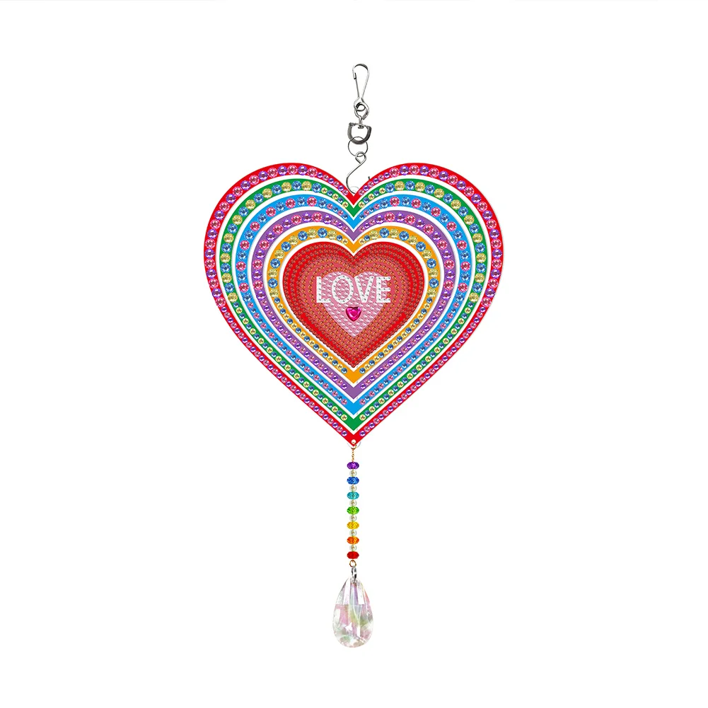 DIY Diamond Painting Rotatable 3D Wind Chimes - Heart(Double Sided)