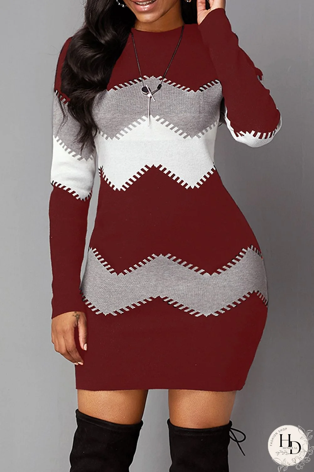 Yellow Fashion Casual Print Basic O Neck Long Sleeve Dresses