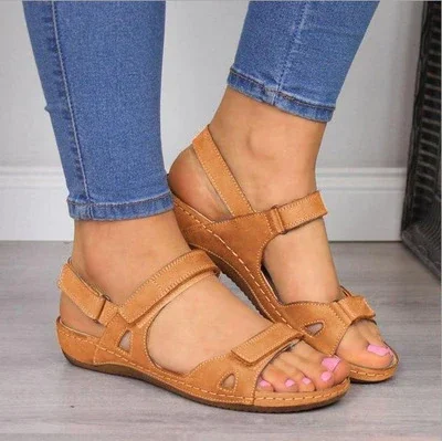 Qengg Women Sandals Retro Fashion Summer Women Shoes Snakeskin Print Casual Sandals Buckle Straps Beach Shoes Ladies Summer Sandals