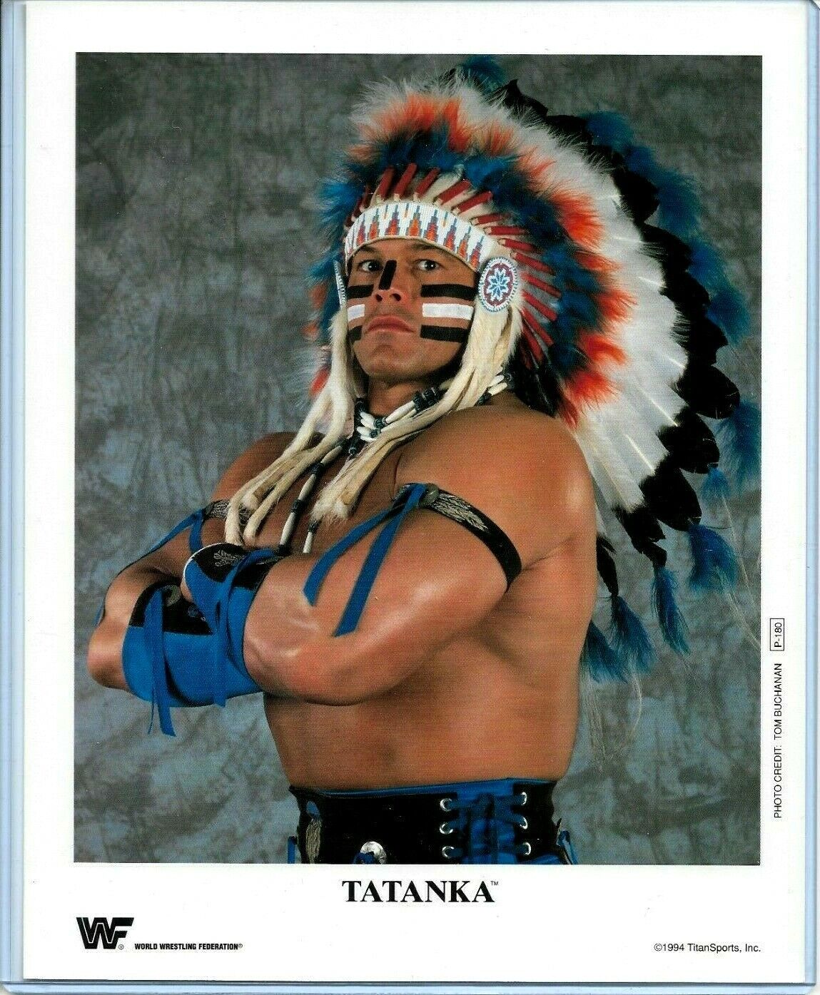 WWE TATANKA P-180 OFFICIAL LICENSED AUTHENTIC ORIGINAL 8X10 PROMO Photo Poster painting RARE