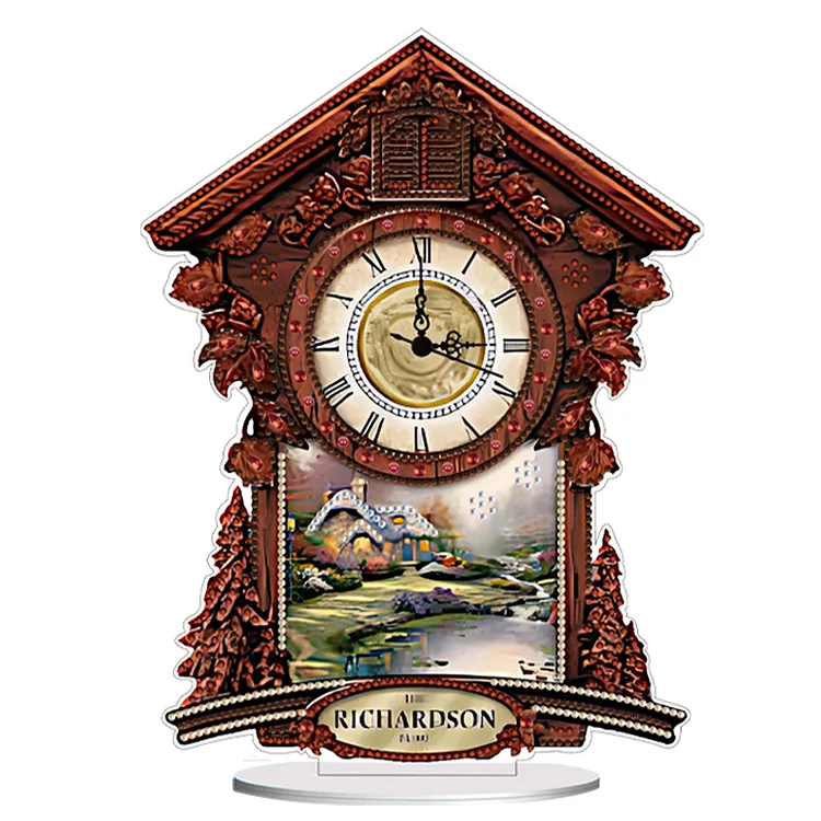 【Clock】Acrylic Special Shaped Village Hut 5D Diamond Painting Clock Art Craft gbfke