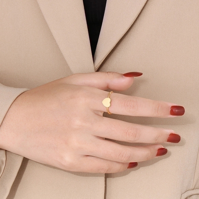 Titanium Steel 18K Gold Plated Rose Gold Plated Minimalist Plating Heart Shape Rings