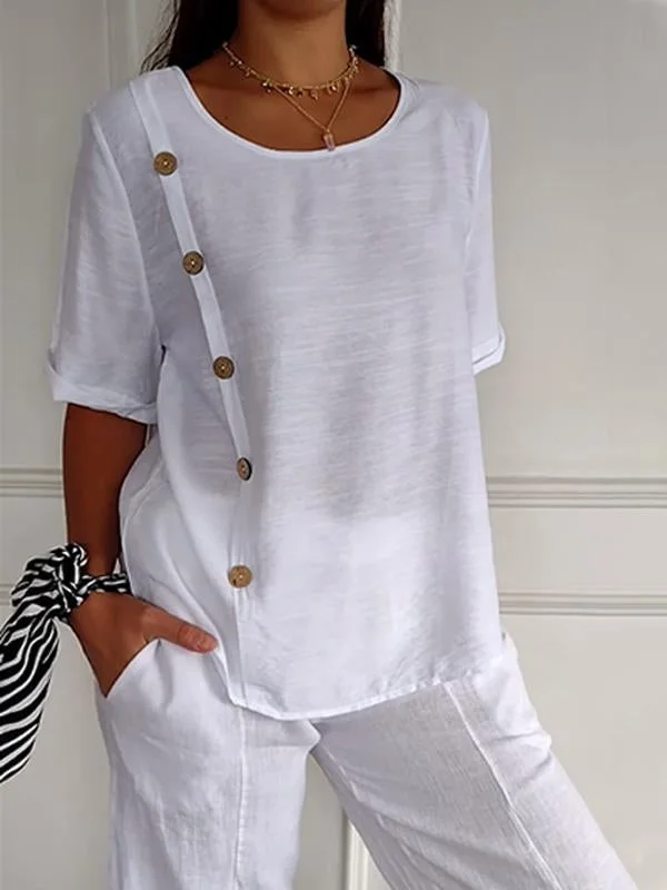 A Short-Sleeve Top with Multiple Buttons(BUY 2 FREE SHIPPING)
