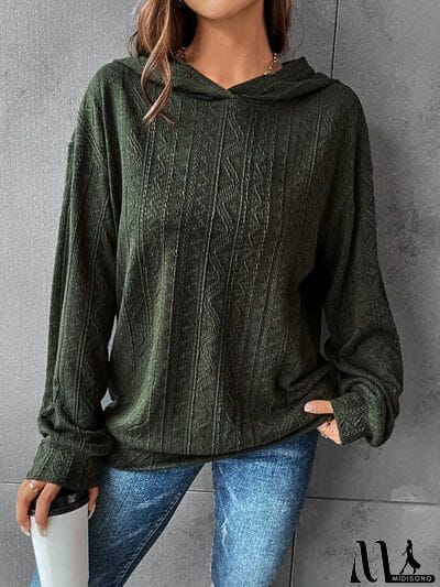 MidiSono - Textured Dropped Shoulder Hoodie