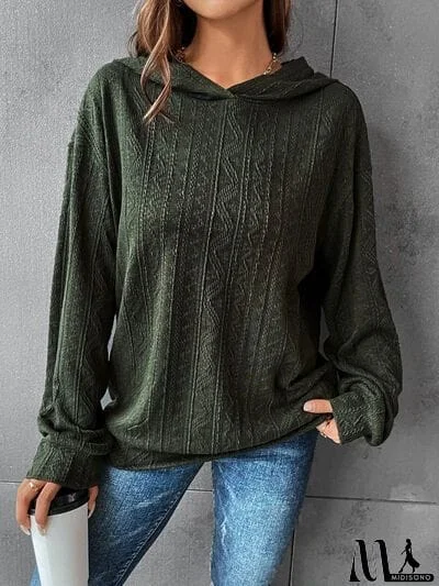 MidiSono - Textured Dropped Shoulder Hoodie