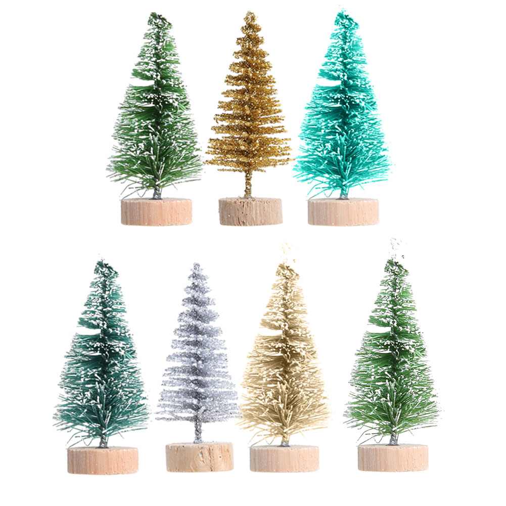 

12pcs Mini Christmas Trees 4.5cm Desktop Xmas Tree DIY Figurine Ornament, Blue-green4.5cm, 501 Original