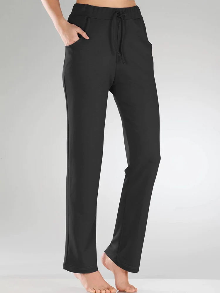 Casual Plain Autumn Loose Drawstring Long H-Line Regular Medium Elasticity Casual Pants For Women