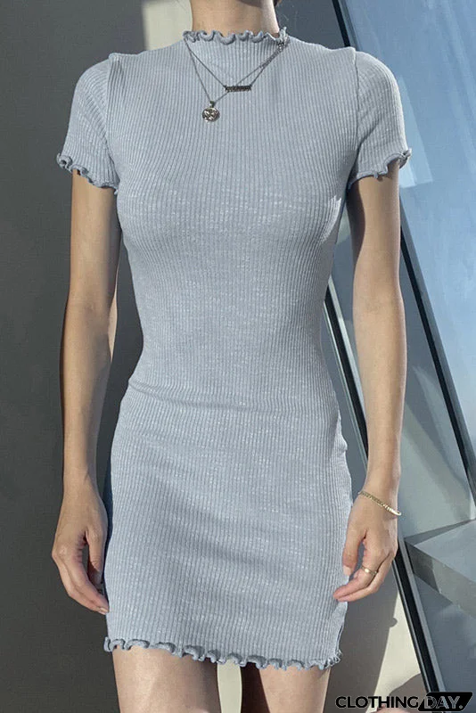 Simple Short Sleeve Sage Mini Dress