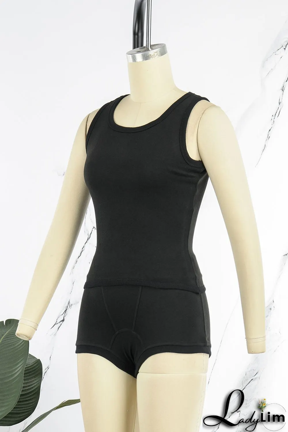 White Casual Sportswear Solid Patchwork O Neck Sleeveless Two Pieces