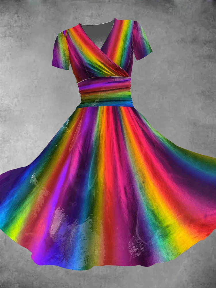 Women's Pride Day Rainbow Stripe Print Maxi Dress
