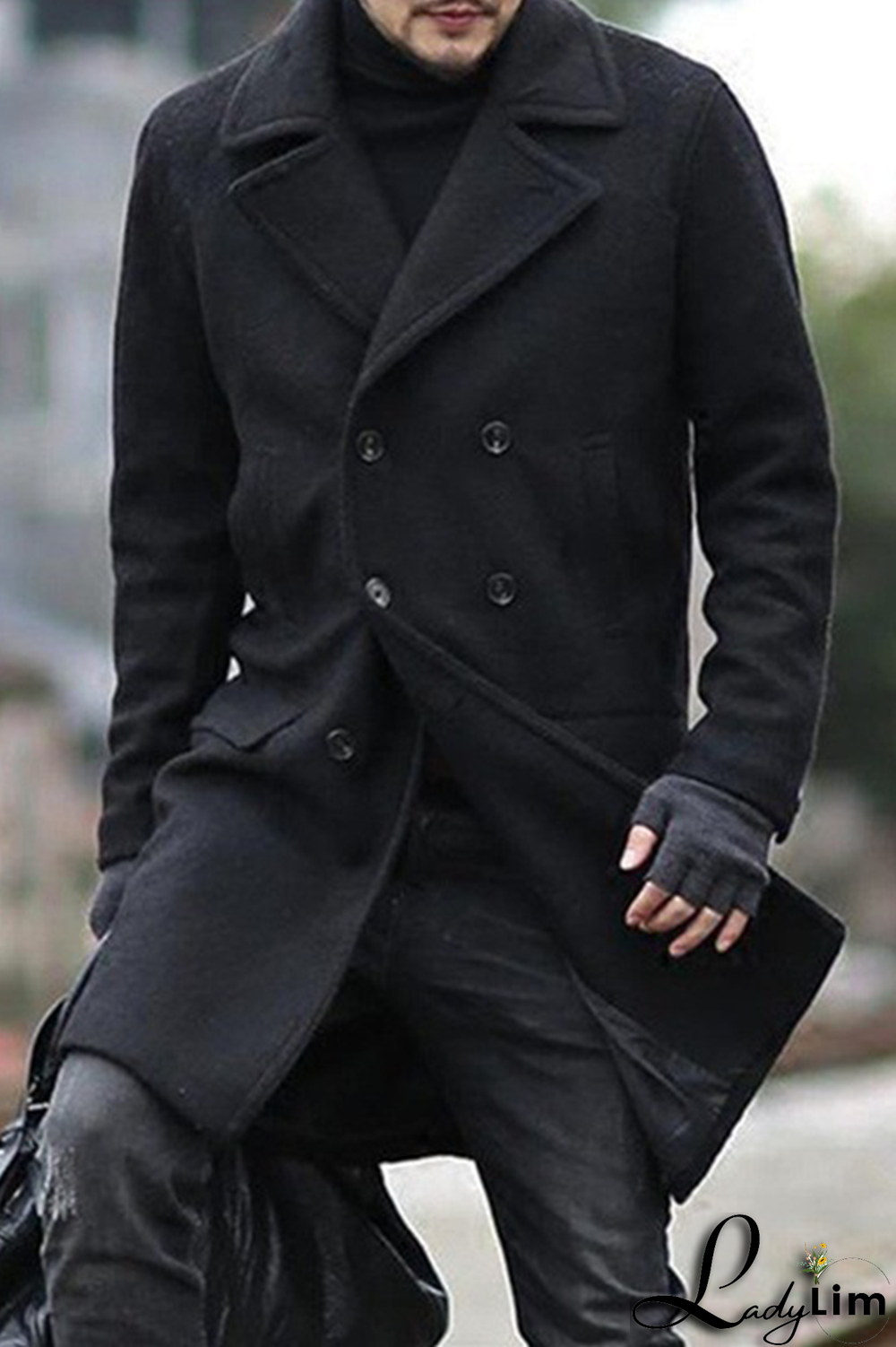 Burgundy Fashion Casual Solid Patchwork Buckle Turndown Collar Outerwear