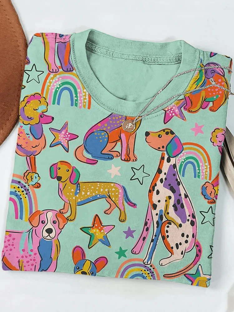 Rainbow Pet Dog Fun Animal Print T-Shirt