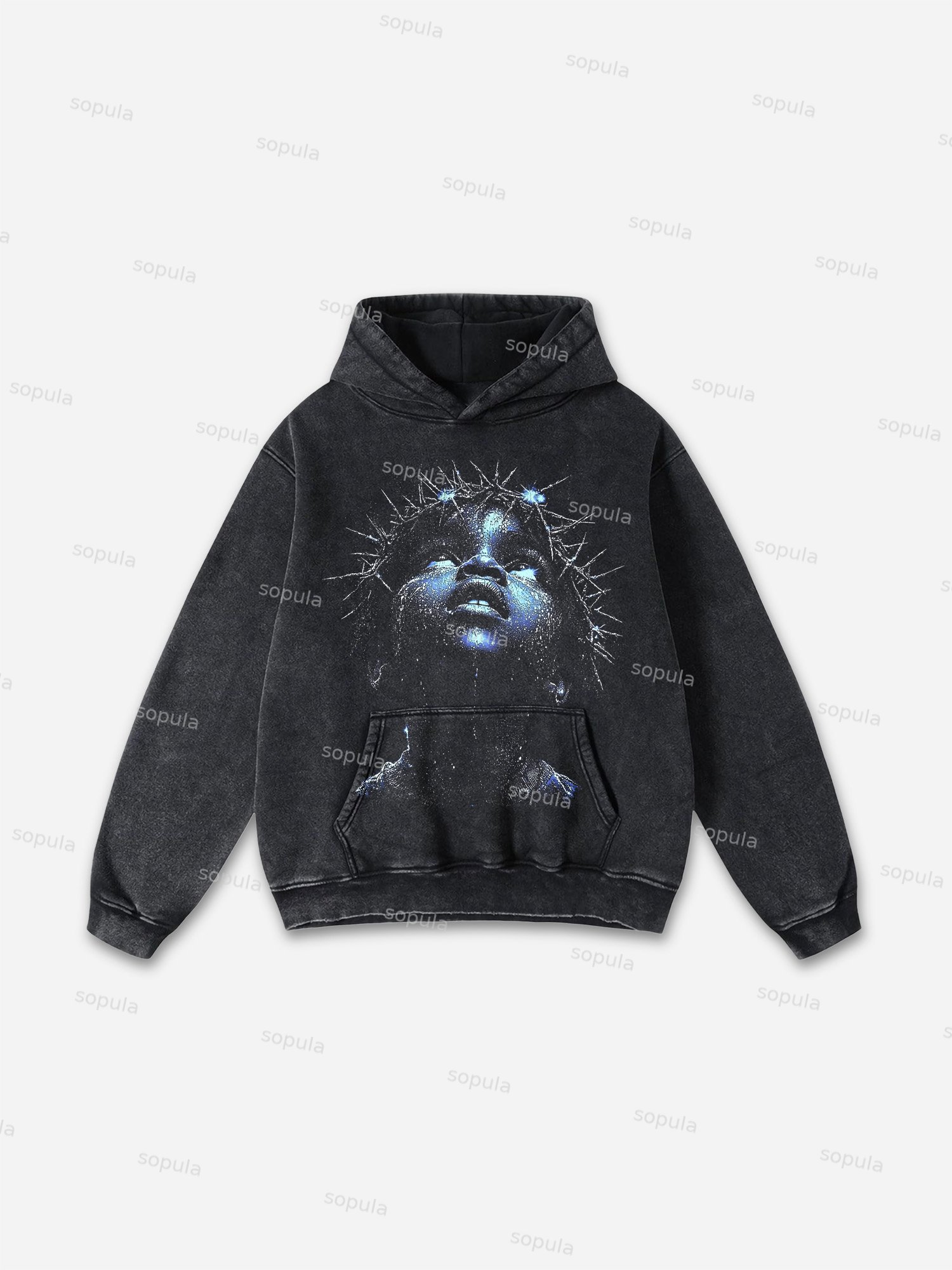 Men's Vintage Child With Thorns Graphic Washed Hoodie - Sopula｜Premium Graphic Tees & Graphic Clothing