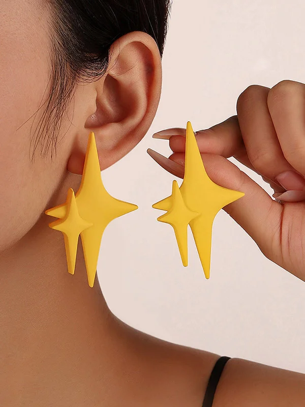 Star Shape Solid Color Drop Earrings