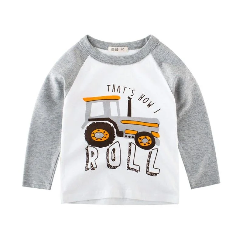 Kids Clothes Boys Solid Cotton T-shirts Children Autumn Winter Sweatshirts Cartoon Girls Long Sleeve Tops Baby Boy T Shirts