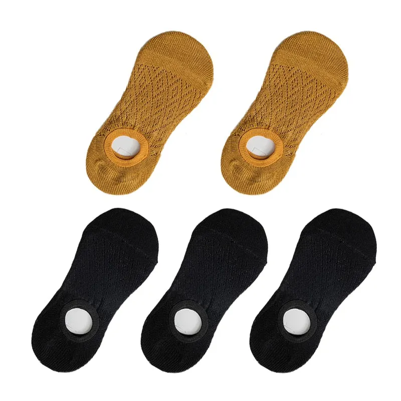 5 Pairs/Set Women Silicone Non-slip Invisible Socks Summer Solid Color Mesh Ankle Boat Socks Female Cotton Slipper No Show Socks