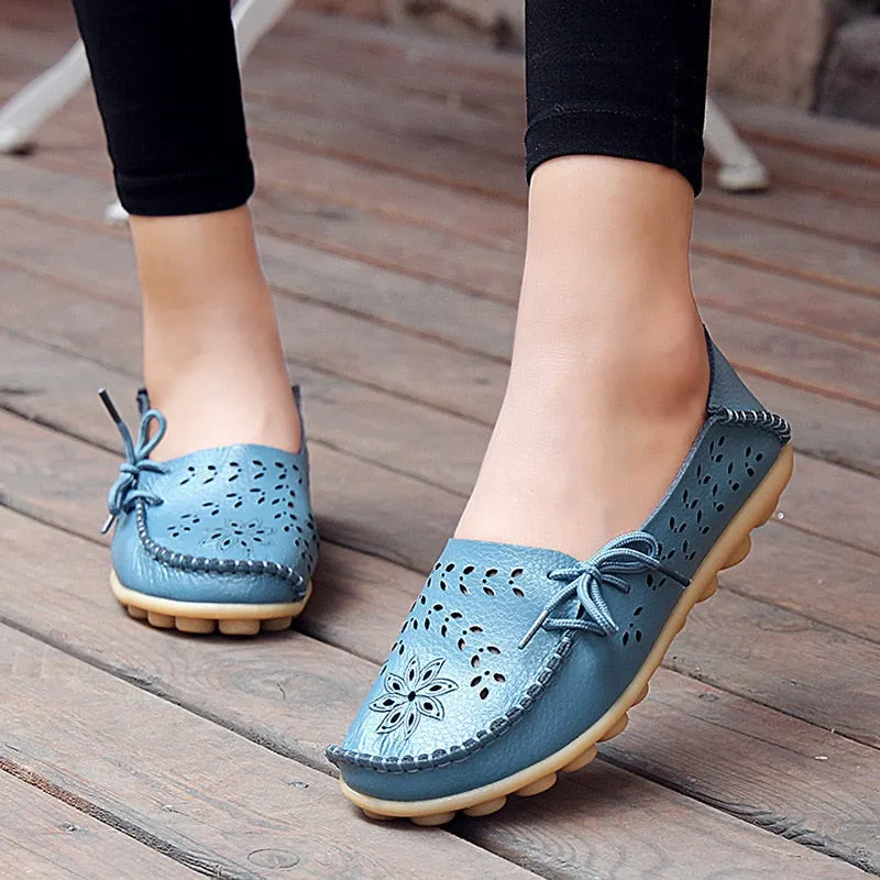 Women's Flats Ballet Genuine Leather Shoes Woman Slip On Casual Loafers Flats Soft Oxford Shoes Sapato Feminino Plus Size