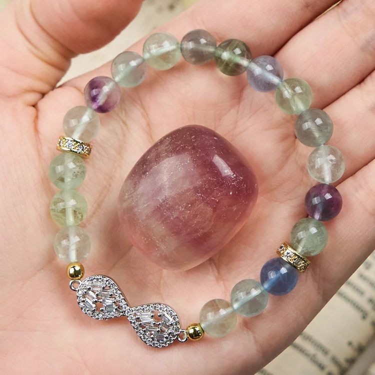 Olivenorma Natural Fluorite Beads Infinity Symbol Bracelet