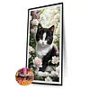 Diamond Painting - Full Round Drill - Cat and Flowers(Canvas|40*70cm)