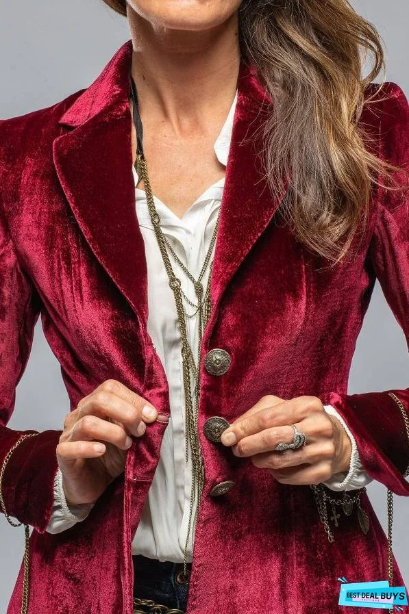 Vintage Gold Velvet Long Sleeve Pocket Blazer