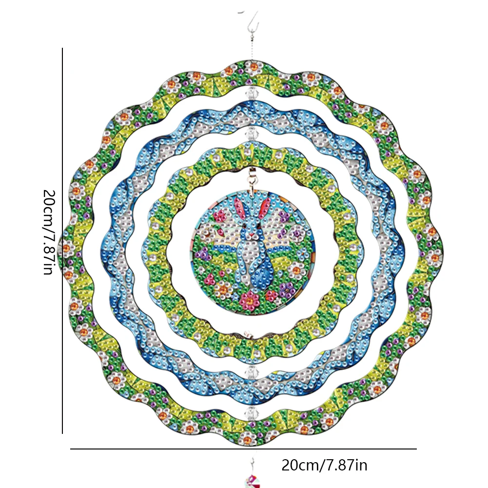 DIY Diamond Painting Rotating Wind Chime Diamond Art Hanging Pendant (Rabbit)