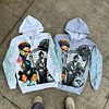 Casual Character Print Zip-Up Hoodie